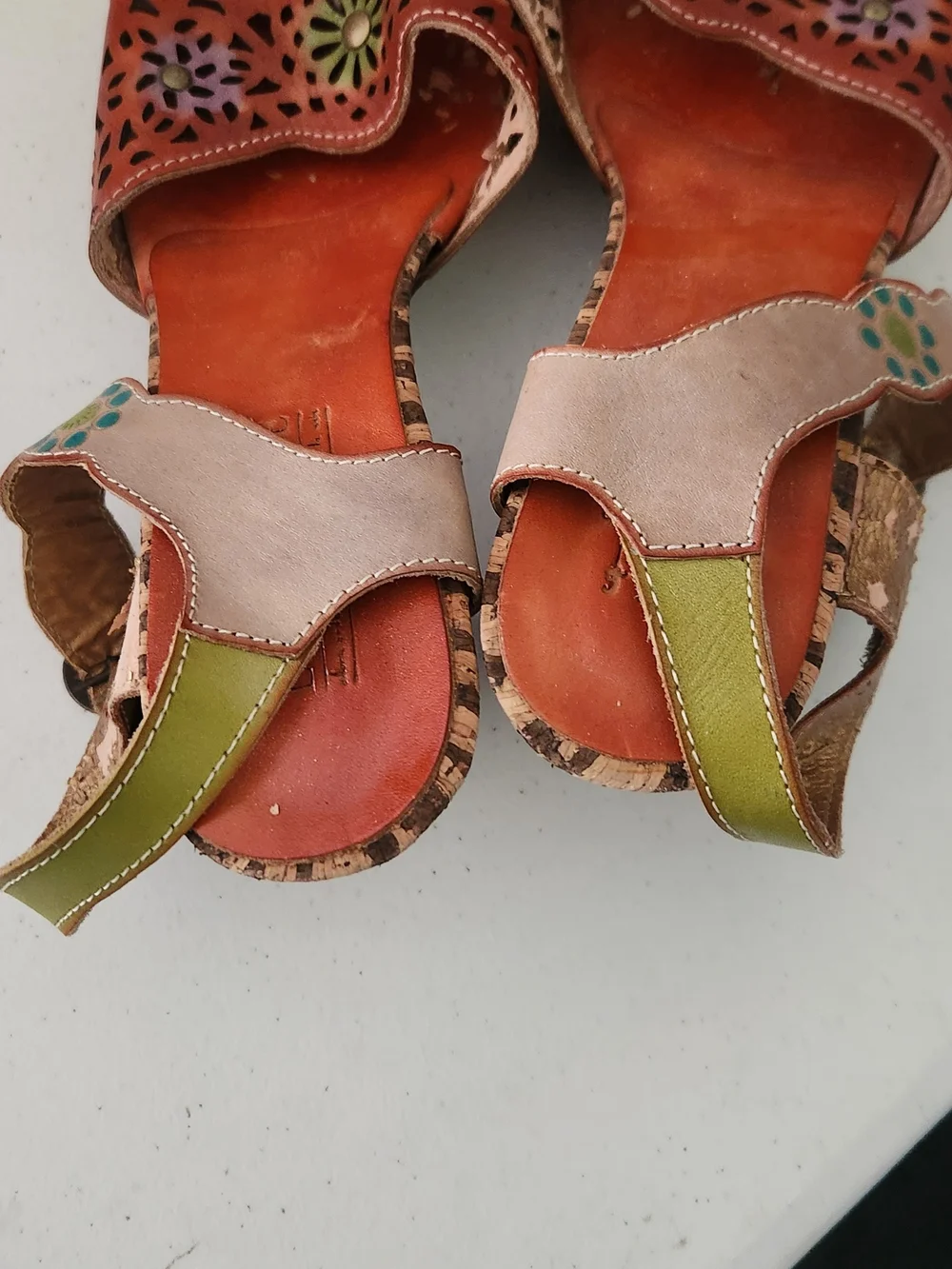 Women's Red Floral Laser-Cut Wedge Heels
